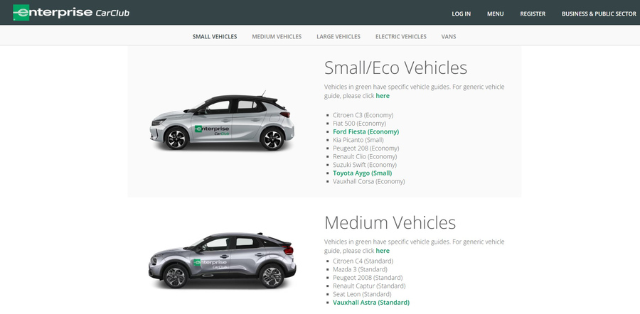 Enterprise Car Club Fleet